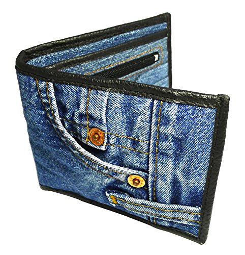 Unisex Blue Denim Small Billfold Purse Wallet3