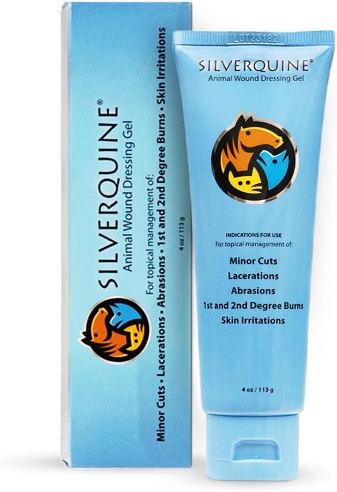 Silverquine Cat Wound Care Gel - Hot Spot Gel Solution for Cats and Dogs - Safe If Licked, Odorless Silver Hydrogel Ointment for Pets Cuts, Burns, Scratches, Sores and Skin Concerns - 4.0 Oz