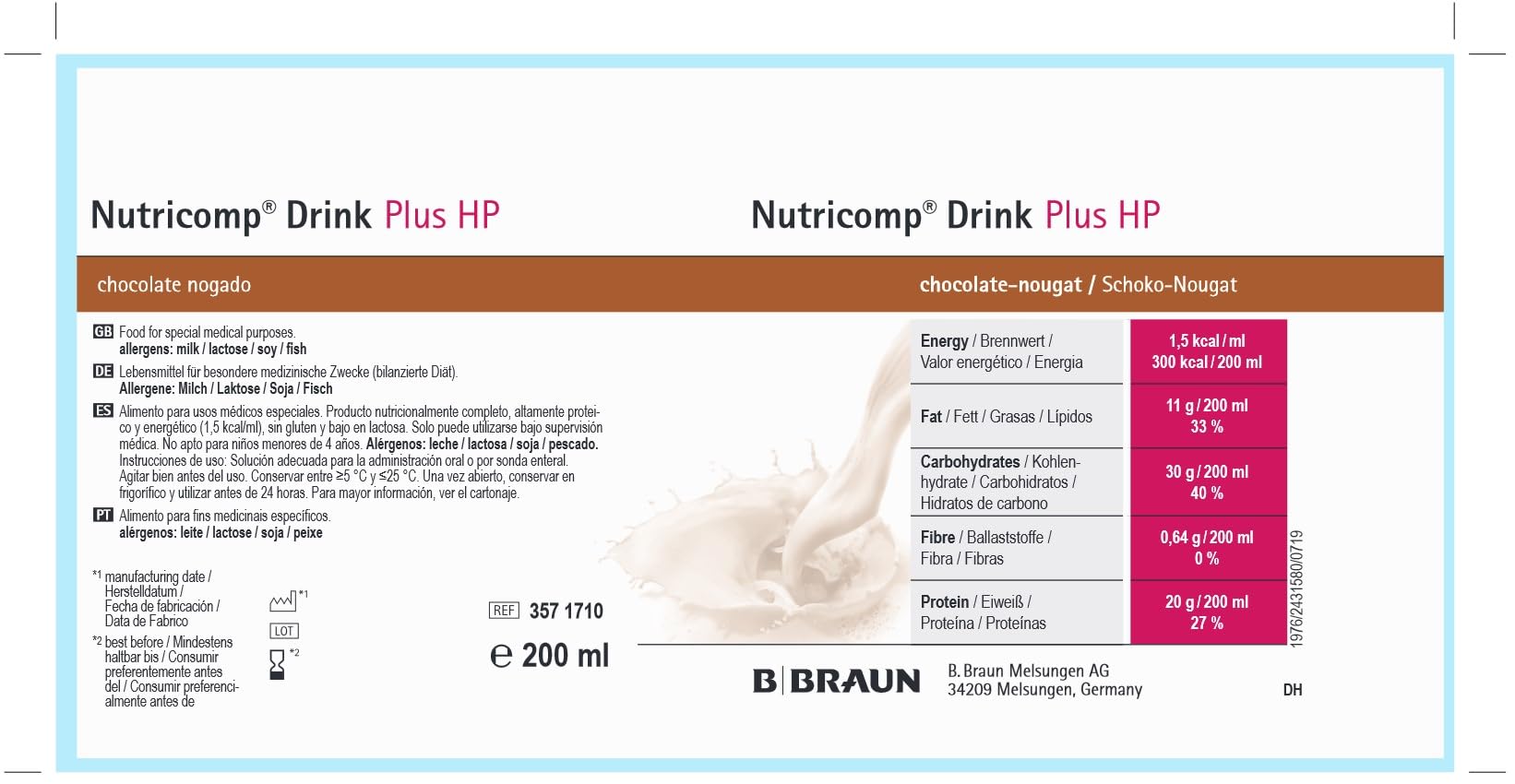 Nutricomp Drink HP - Alimento para beber chocolate (24 x 200 ml)