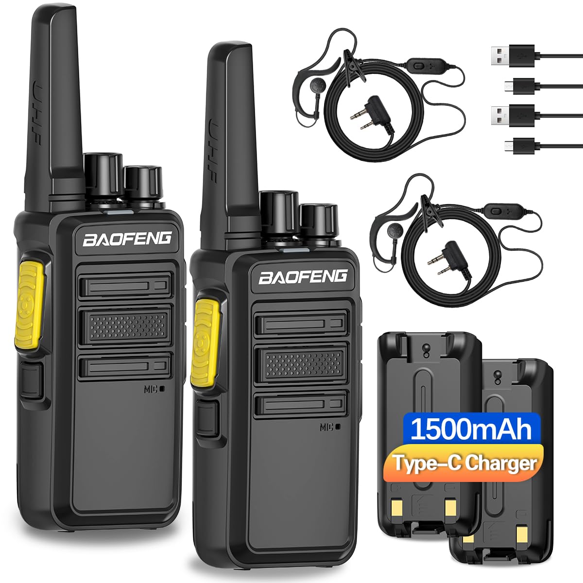 Walkie Talkies Long Range for Adults Two Way Radios with Earpieces,Strong Encrypted 2 Way Radios Rechargeable Walkie Talkies Walky Talkie with VOX and USB-C Charger for Hunting Camping Hiking,2Pack