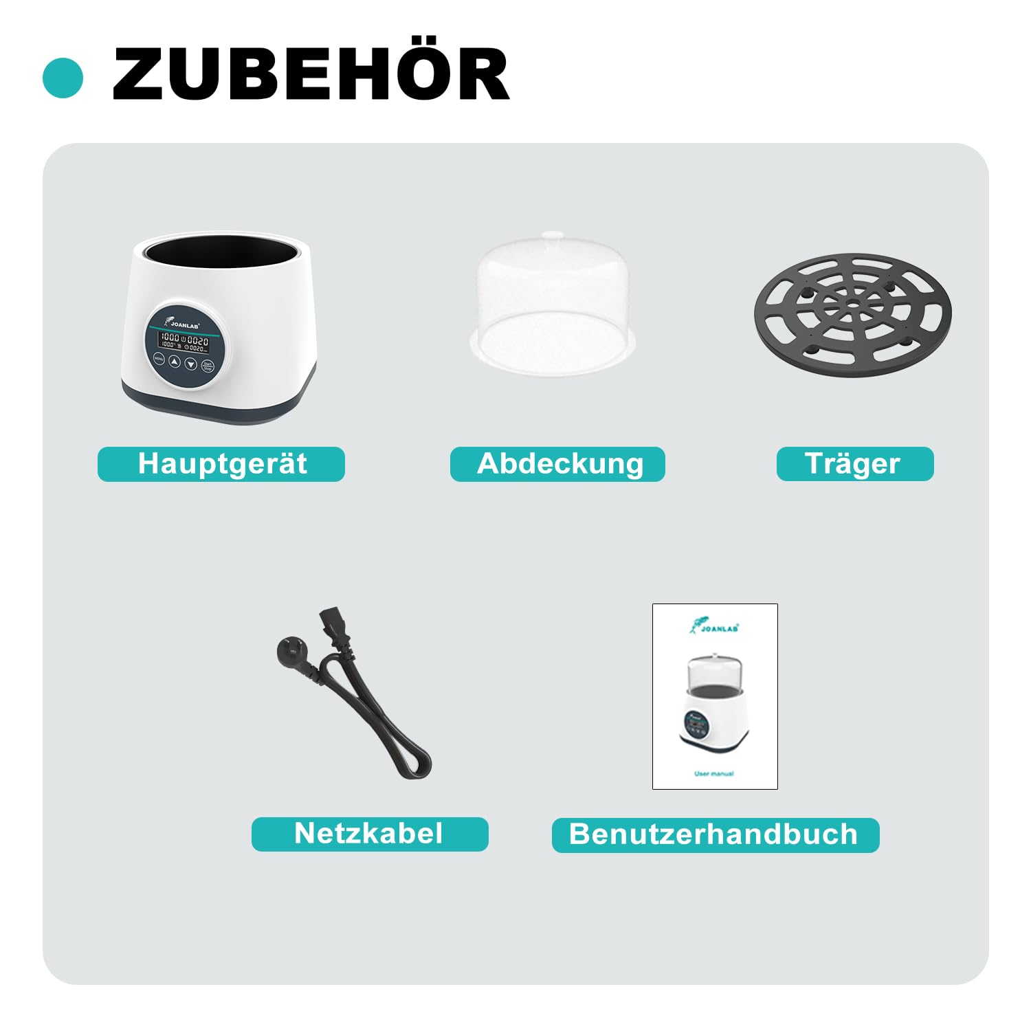 JOANLAB 2L Labor-Wasserbad mit Digitalanzeige, Präzisionsheizung 100°C, Edelstahl-Wanne mit Timer & Doppelschutz, Klarsichtdeckel für Laboratorien(WB-2S)