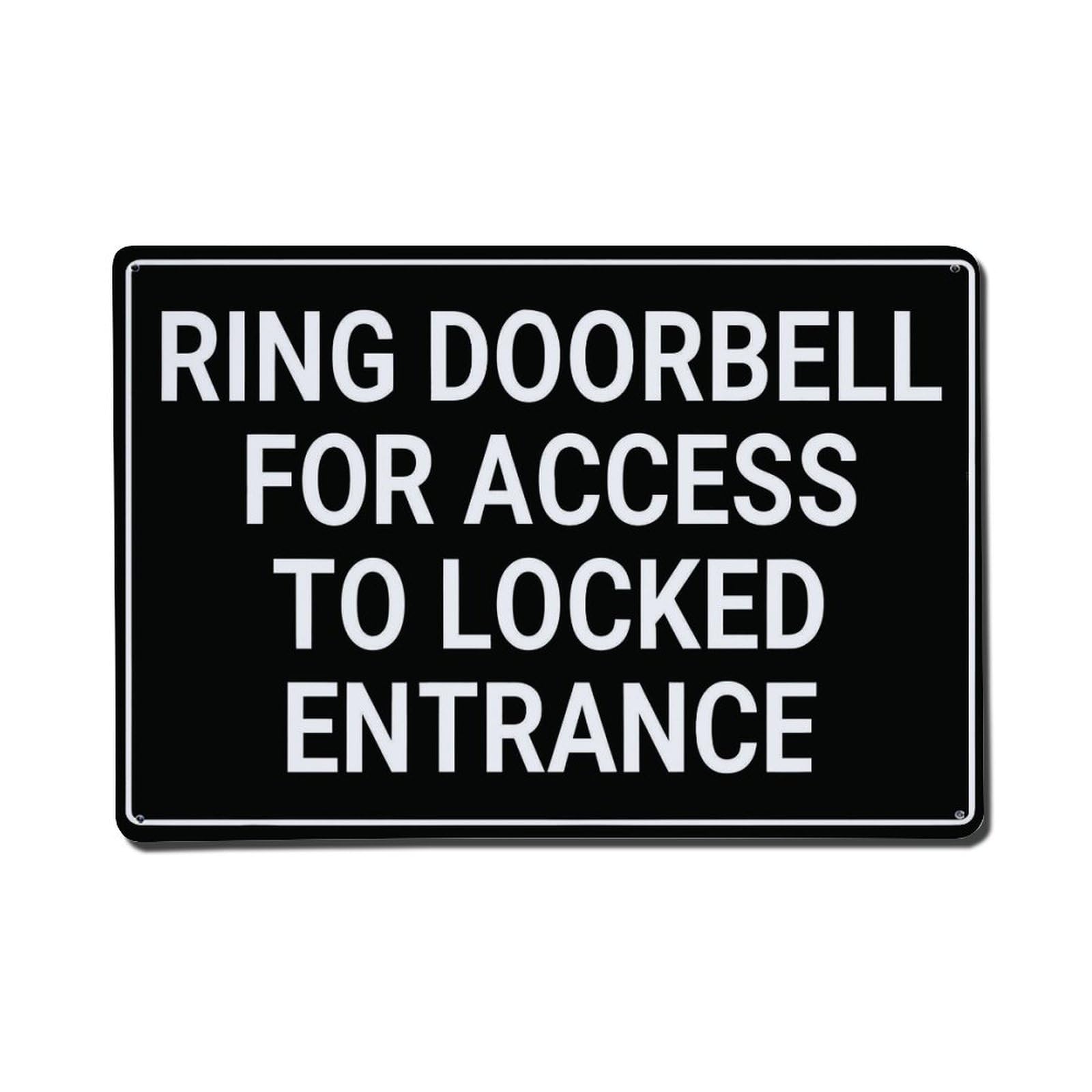 Ring Doorbell For Access To Locked Entrance Vintage Aluminium Metal Sign, Retro Wall Decor for Home, Bar, Garage & Farmhouse 20x30cm