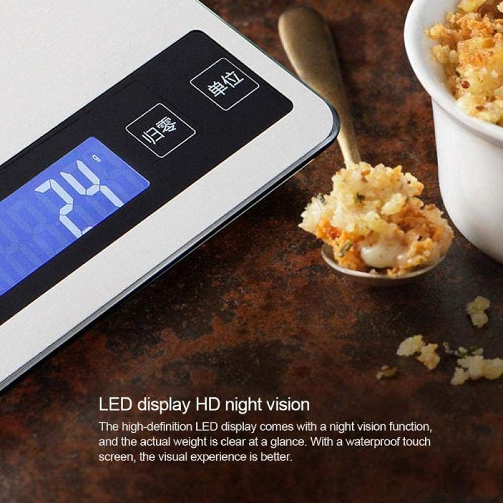 Ważenie kuchenne Elektroniczna waga cyfrowa Pojemnik do kuchni do jedzenia Waga do pieczenia Przenośna mini waga elektroniczna z możliwością ładowania (srebrna 10kg 1g)