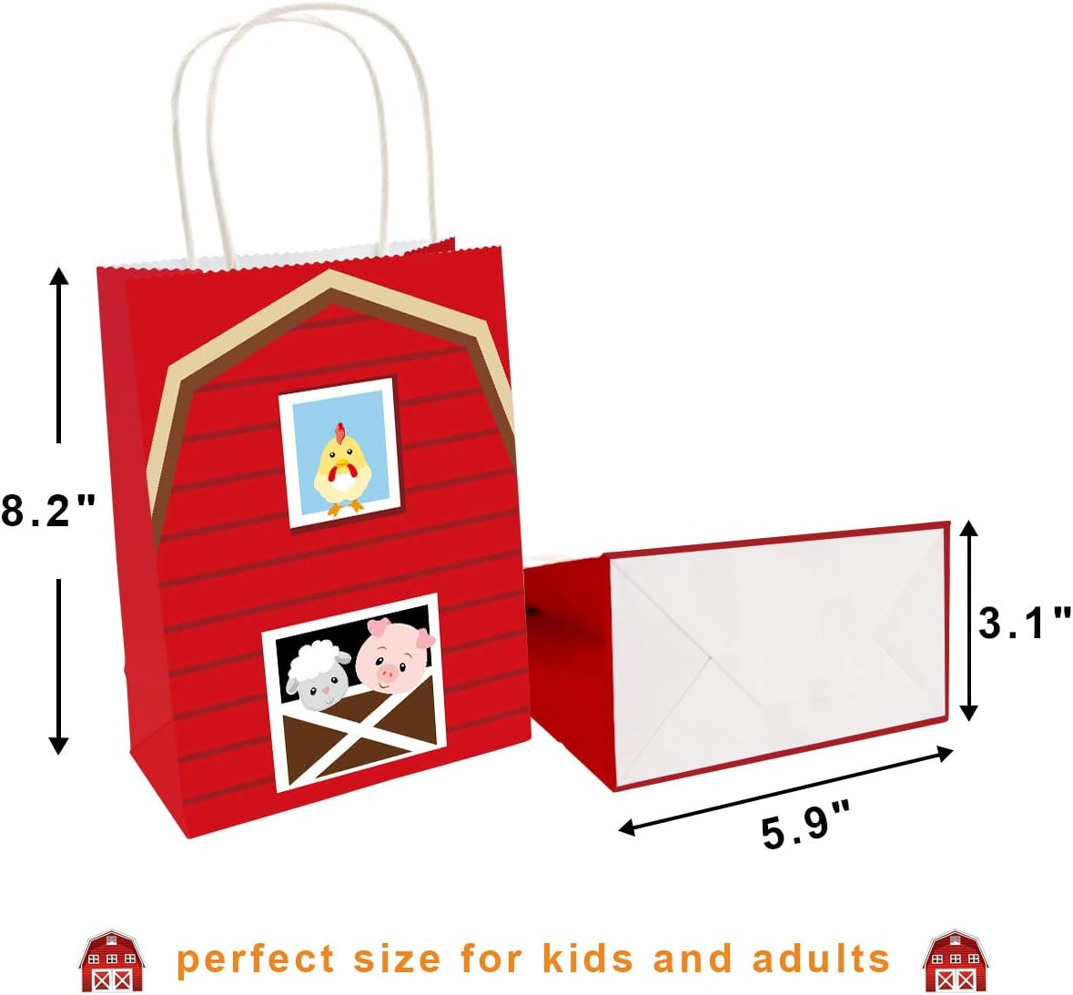 Fancy Land Farm Animal Party Favor Bags Barnyard Goodie Treat Candy Bag with Handles for Birthday Gift Wrapping Supplies 18Pcs - Image 4