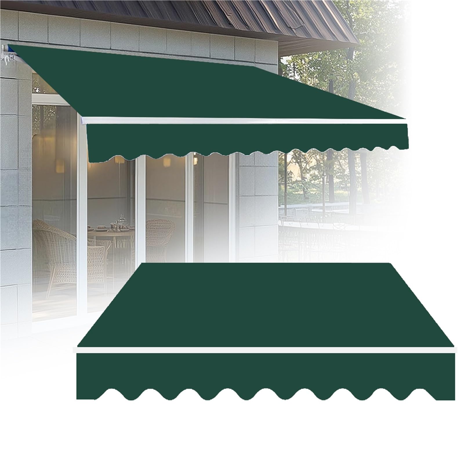 Auvent rétractable extérieur vert foncé pour ombrager le salon de jardin