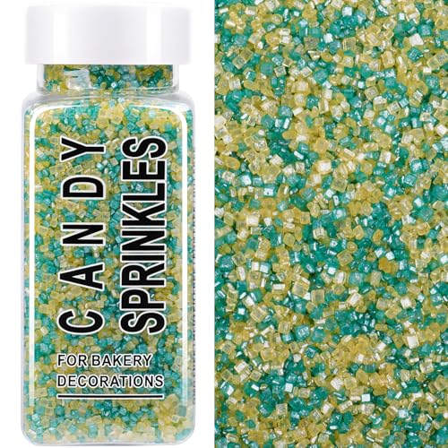 Image of St Patricks Day Sanding Sugar Sprinkles, 4.6 oz Green and Yellow Spring Sprinkles, Edible Sparkling Sugar Crystals for Baking Topping, Cupcakes, Cookies, Ice Cream & Cake Decorating