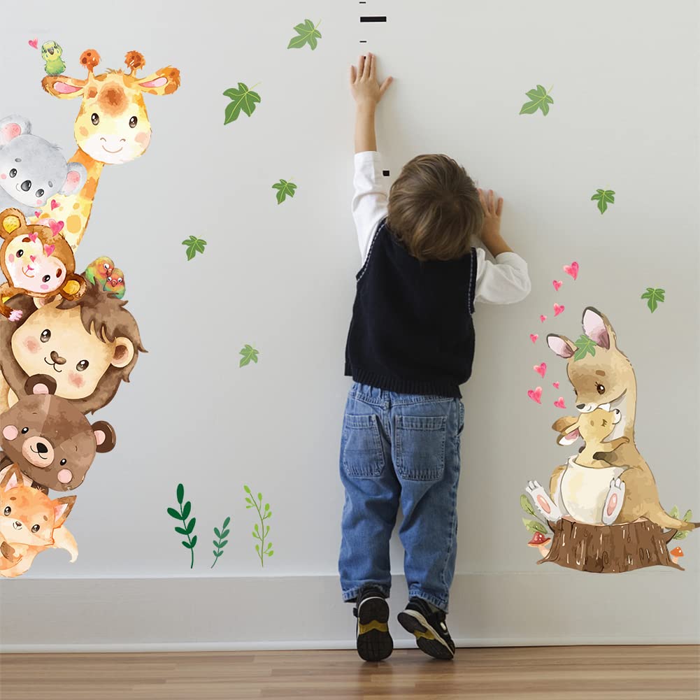 Jungle Animal Wall Decals - Giraffe, Bear, Rabbit Playing Ring Toss, Peel & Stick - View #7