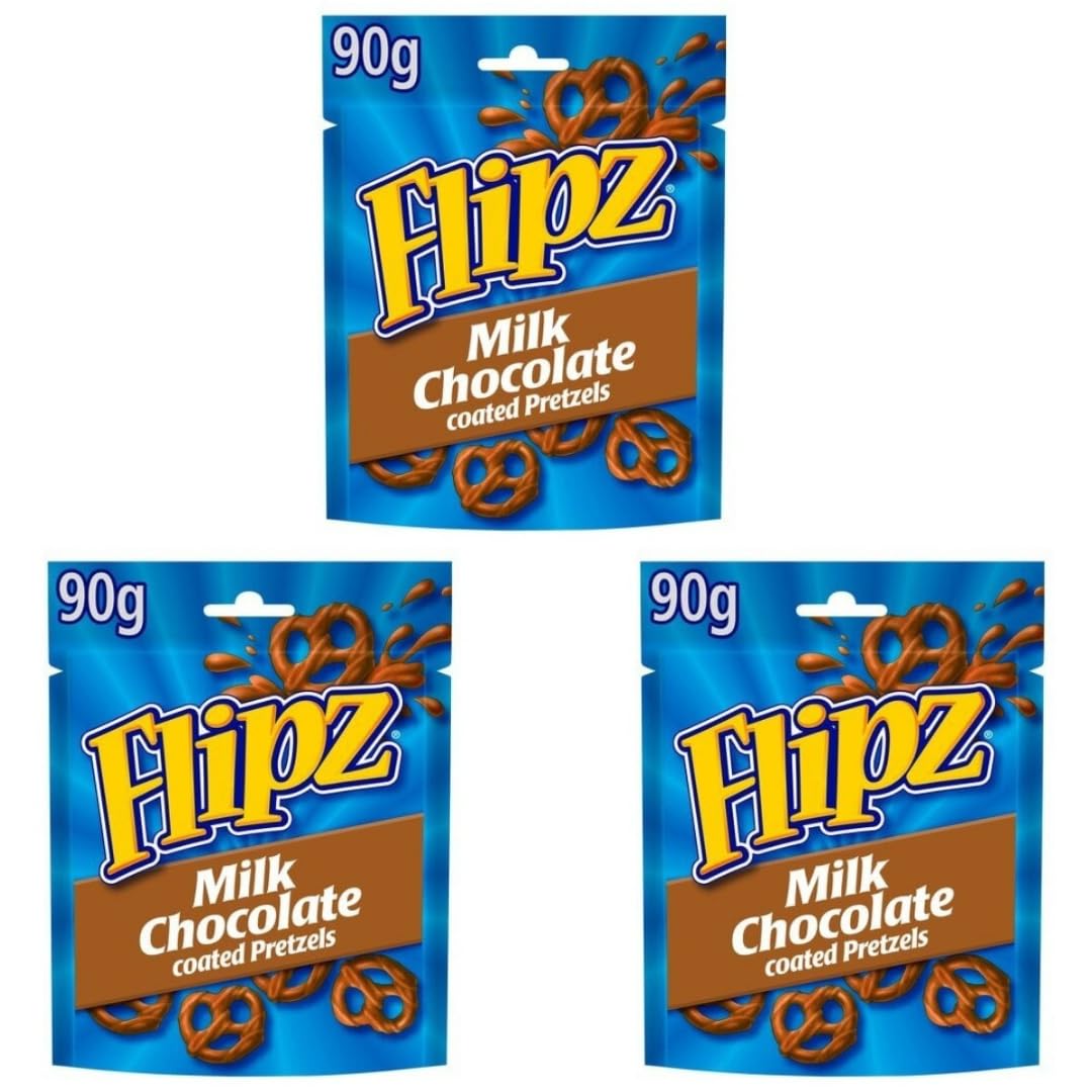 3er Probierpaket Flipz Pretzels - 3 mal Flavor Coated Pretzels - 3x90g Packung- im Leckeren Geschmack: Milk Chocolate (Milk Chocolate)