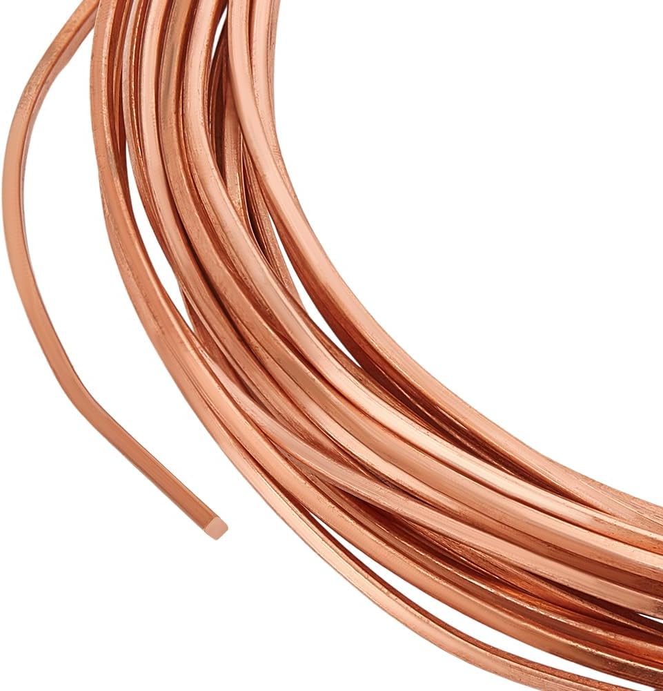 BENECREAT 19.7Ft Square Copper Wire, 16 Gauge Flat Pure Copper Wire, Craft Wire for Jewelry Making, Gem Metal Wrap, Garden, Sculpting, Armature, Rose Gold