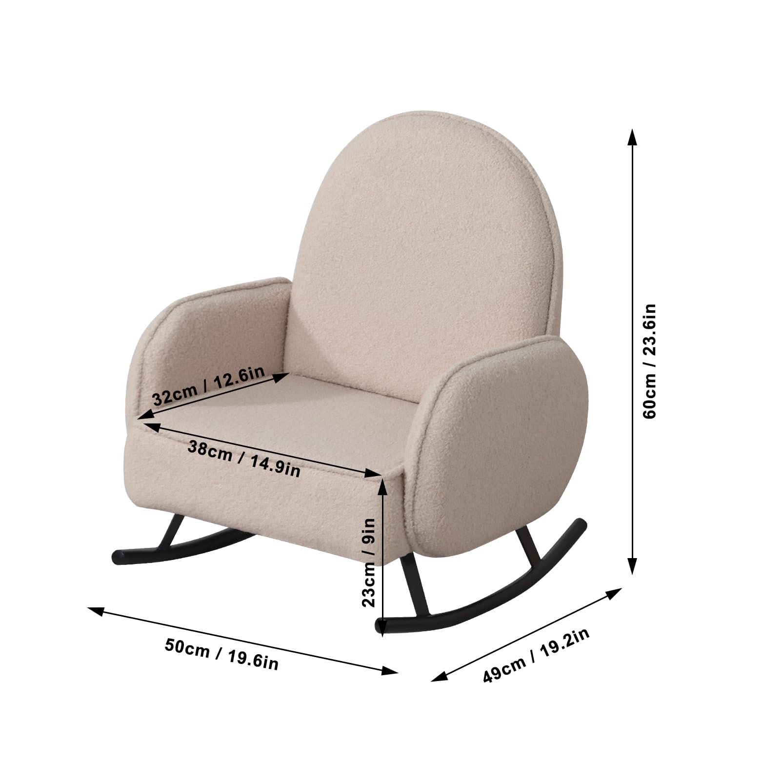 Yoonnie room Baby Rocking Chair,Toddler Chair,Kids Chair,Kids Sofa, Shaky Metal Foot and Sherpa Fabric,Toddler Rocking Armchair for Boys and Girls Rest (Beige)