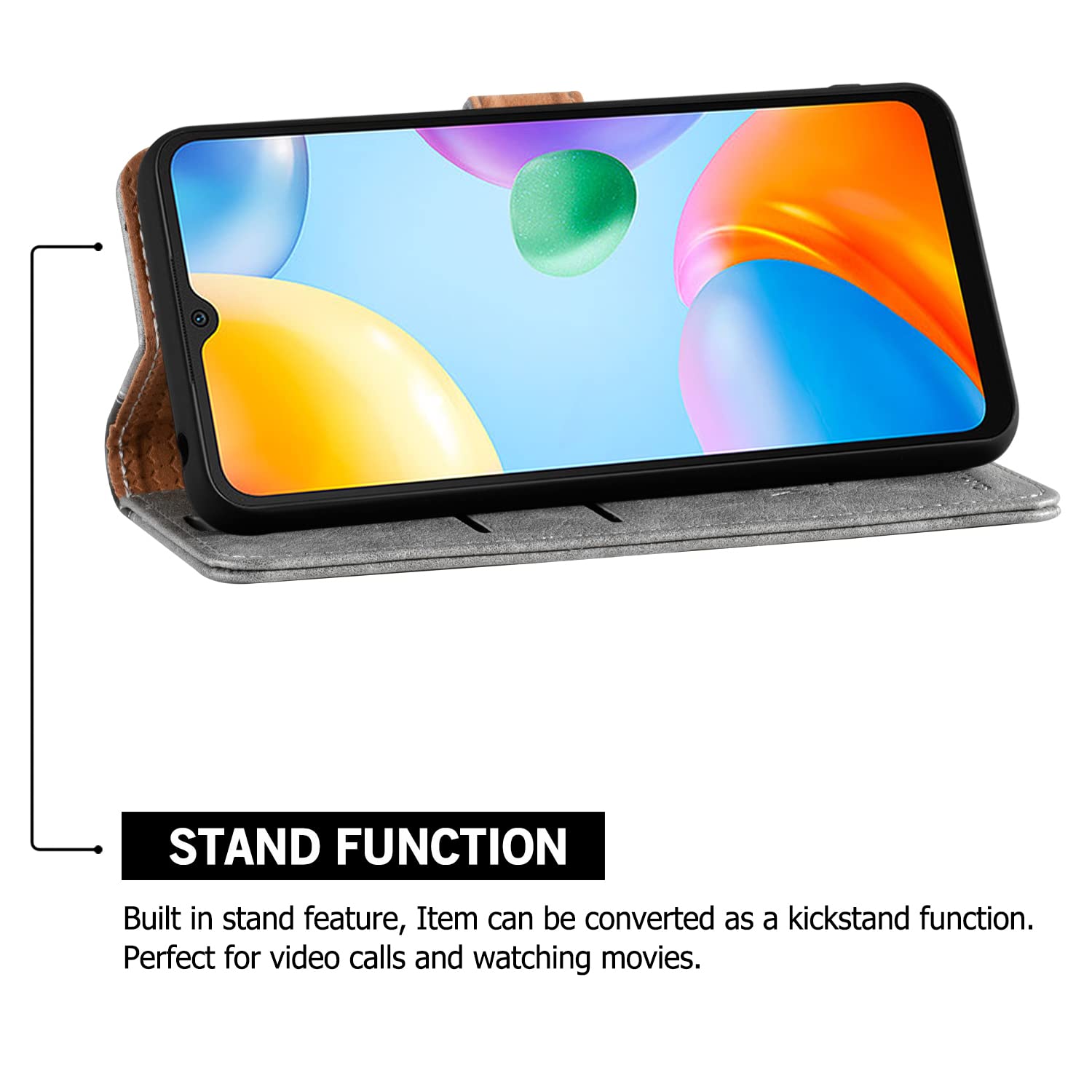 Mulbess Custodia per Xiaomi 12 PRO 5G, Cover Cellulare, Tasca Slot Carta, Supporto Stand, Magnetica Chiusura, Elegante Grigio