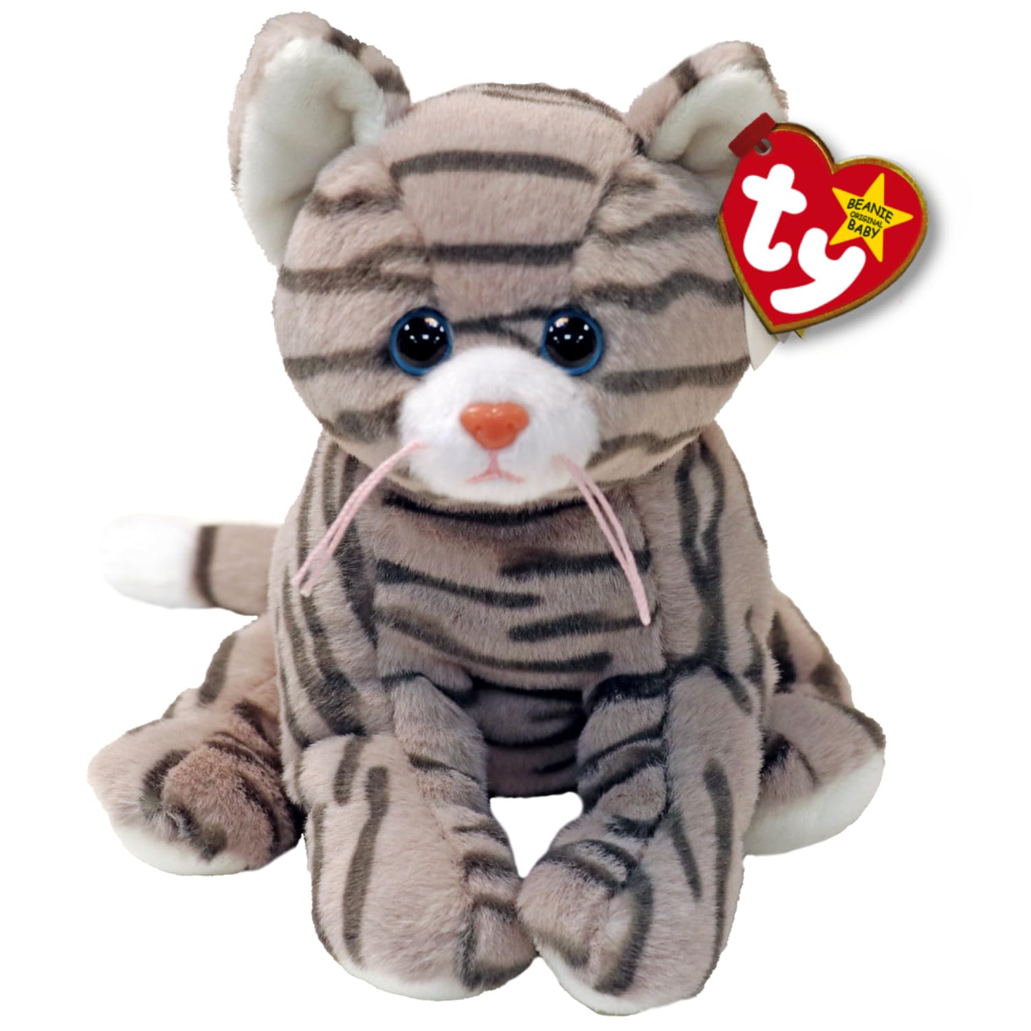 TYTY Silver II Tabby Cat Original Beanie Babies Regular - Soft Plush Toy for Kids, Teddy, Baby Toy, Collectible Stuffed Plushies