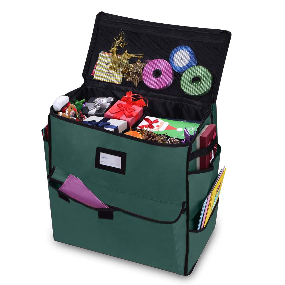 propik unique holiday storage organizer for gift bag and wrapping accessories (green)