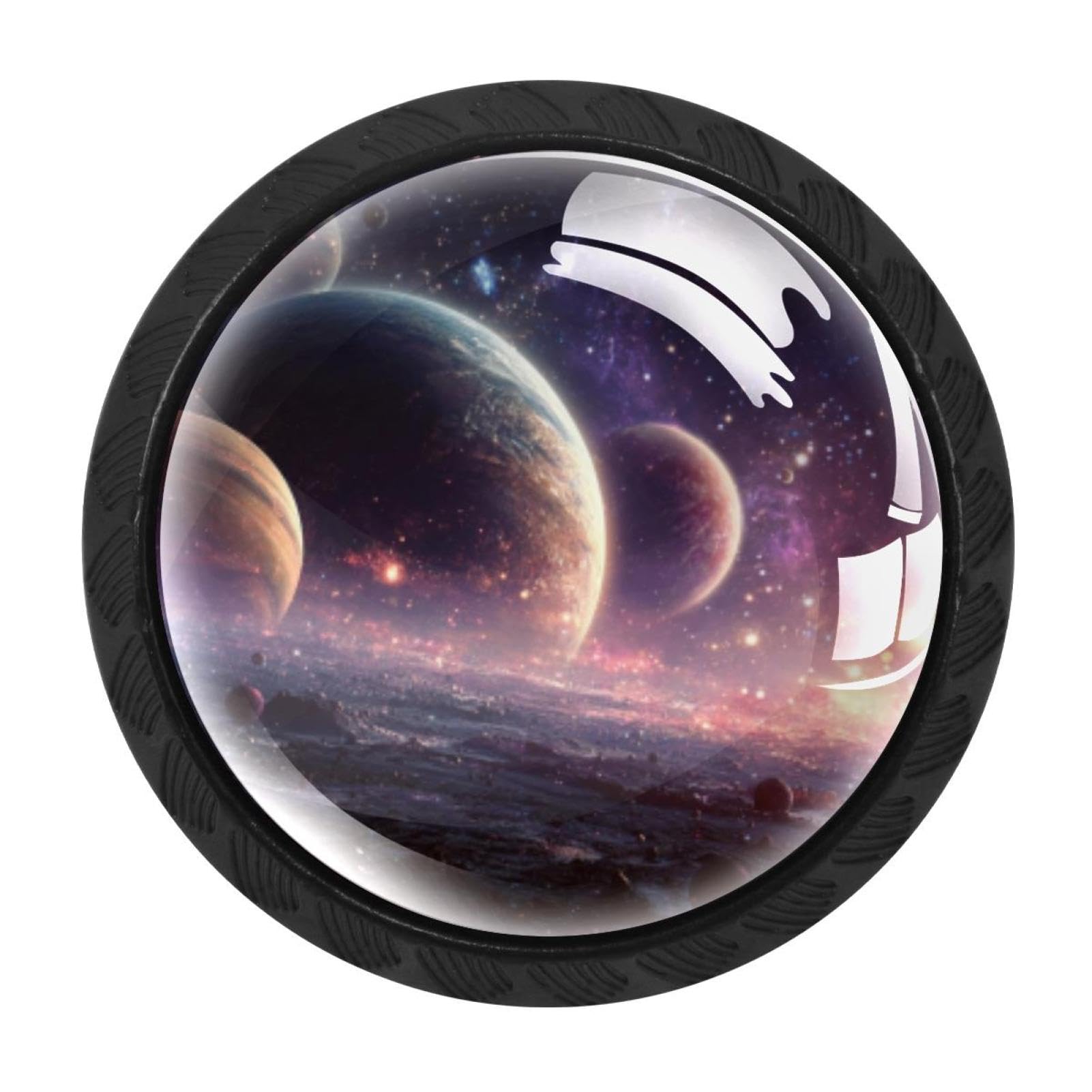 CHENZZZZ 4 Pieces Kitchen Cabinet Knobs Space Planets Galaxy Drawer Knobs Dresser Knobs Drawer Pulls Door Knobs Dresser Drawer Handles Knobs for Dresser Drawers