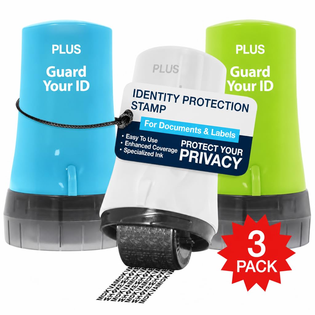 Identity Theft Protection Roller Stamp, Guard Your ID 3-Pack, Assorted