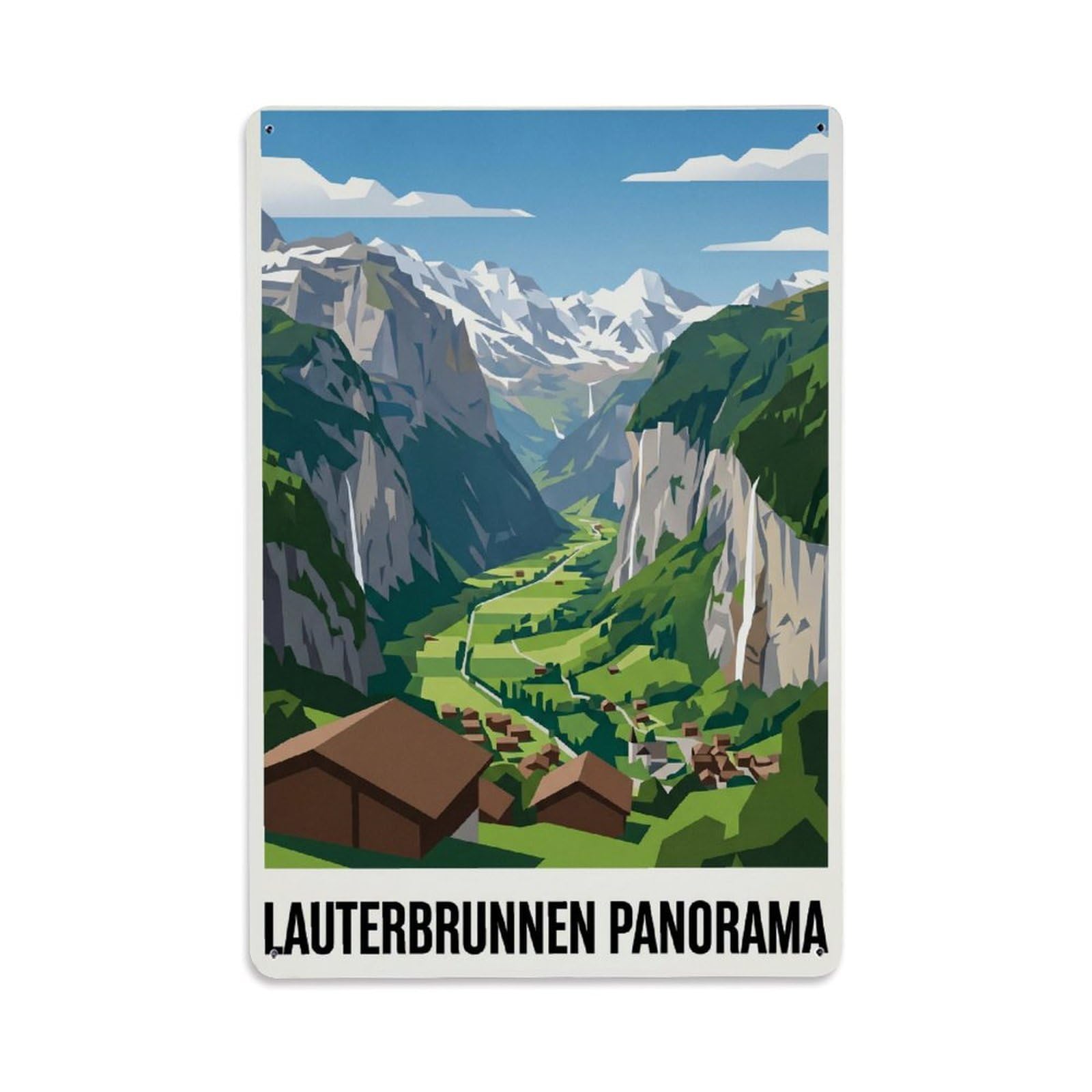 Gead 8X12inch Style Vintage Travel Switzerland Valley Panorama Metal Tin Sign