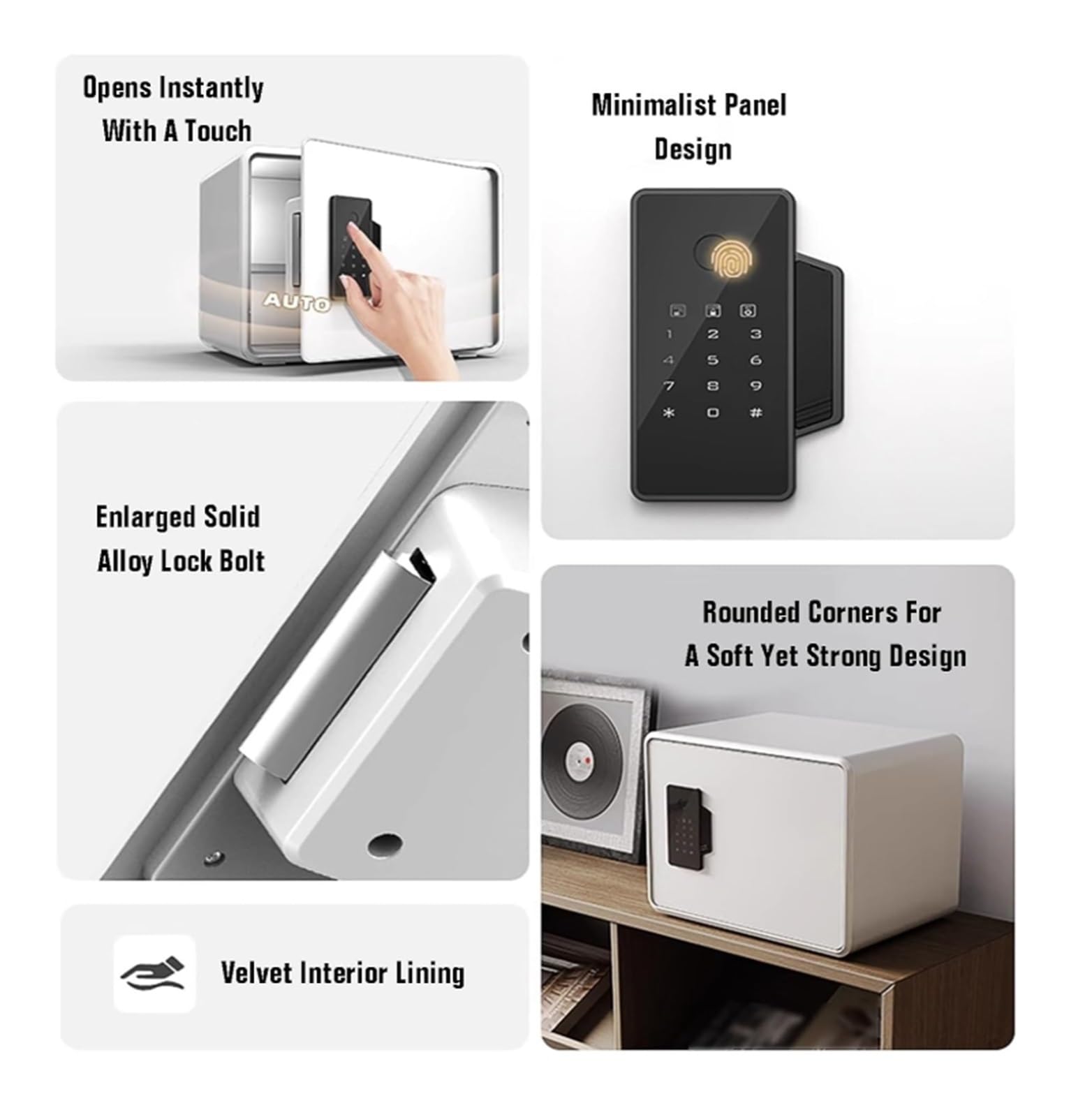 cajas fuertes Caja fuerte for huellas dactilares con pantalla táctil, sistema de alarma pequeño for el hogar, estante extraíble, for documentos de joyería en efectivo grande(Groen)