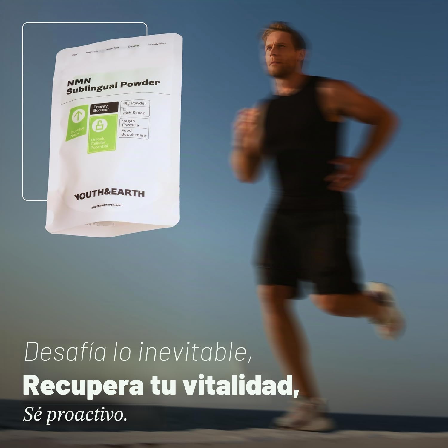 Youth & Earth NAD Polvo Sublingual, 30 g, 60-120 Porciones | Apoyo Energético Y Metabólico, Polvo Sublingual Puro, Fórmula Para Adultos, 30 g, De 60 A 120 Porciones