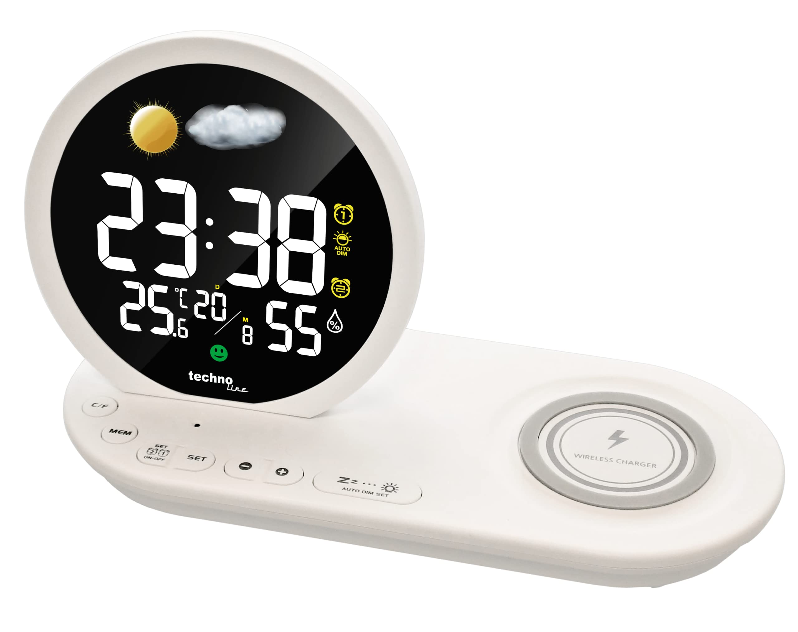 Technoline, WT427 - Despertador LED inalámbrico con Cargador USB