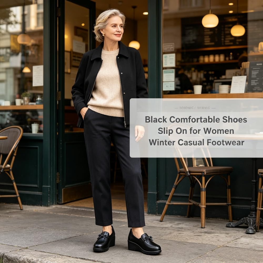Mocasines cómodos de cuña de cuero para mujer y mujer, mocasines de cuña