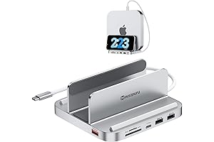 Minisopuru Mac Mini Dock & Stand with 8-in-1 Expansion and M.2 SSD Enclosure.