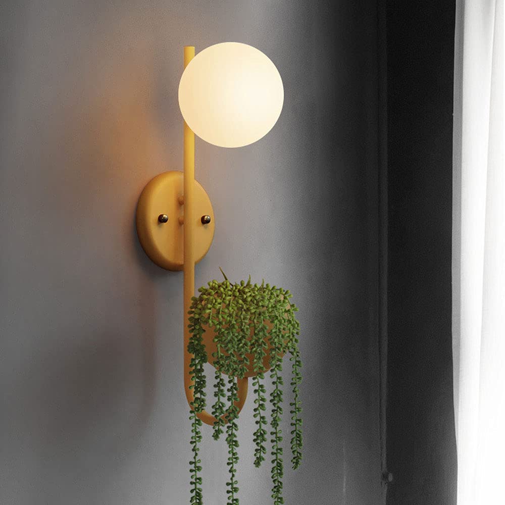 Lampy ścienne, geometryczna lampa ścienna, biała szklana kula klosz lampa ścienna z pojemnikiem do przechowywania, nowoczesne lampy naścienne do salonu gabinetu schodów sypialni lampki