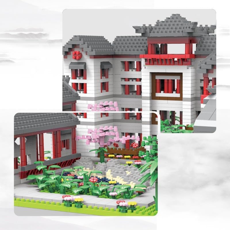 KeKeDuo Traumgarten Bausteine Bausatz, 2685 Klemmbausteine Modular Chinesische Architektur Modellbausatz, Micro Bricks Konstruktionsspielzeug Nicht Kompatibel mit Großen Marken