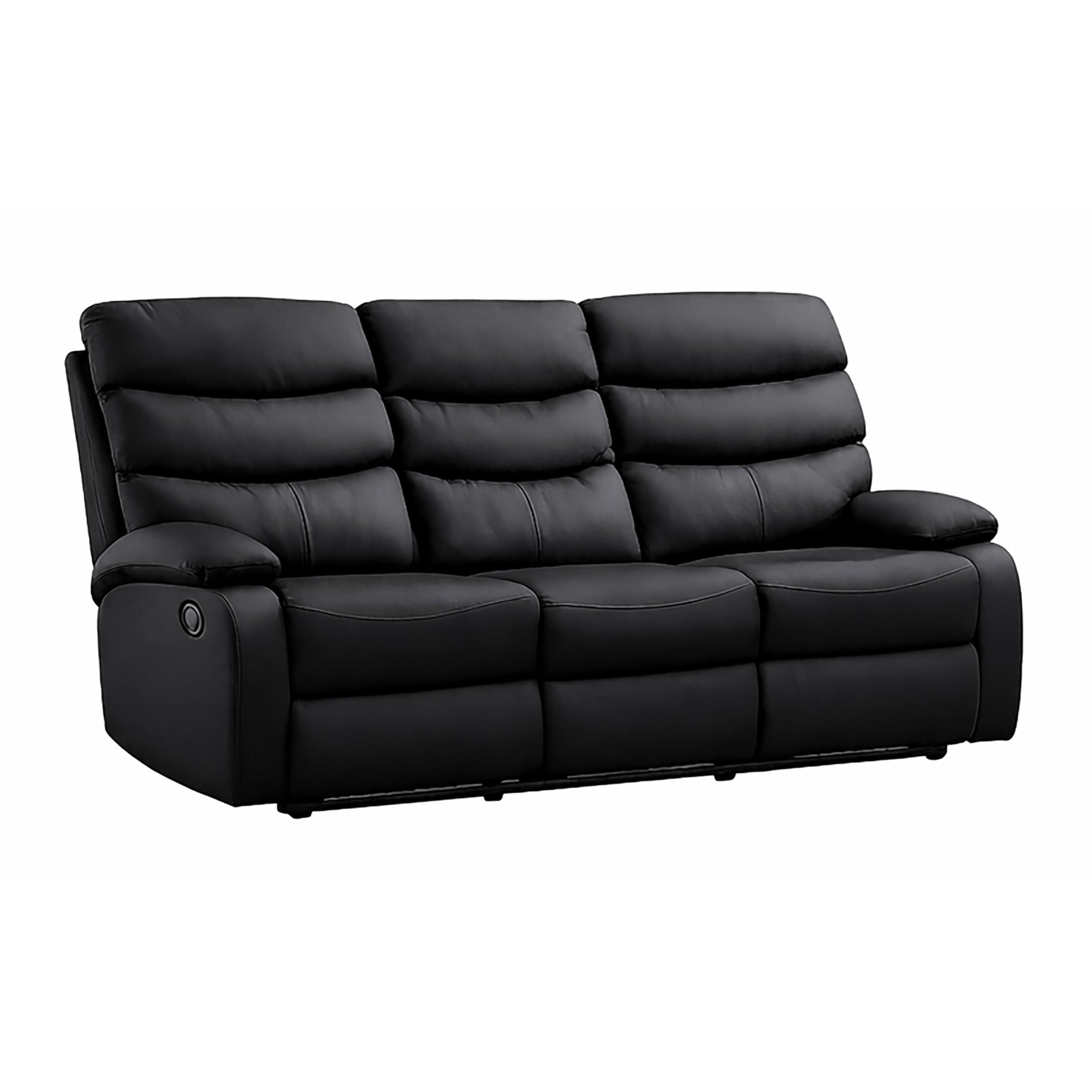 Kudlhome Black 3 Seater Manual Recliner Sofa, - Pu Leather - 187