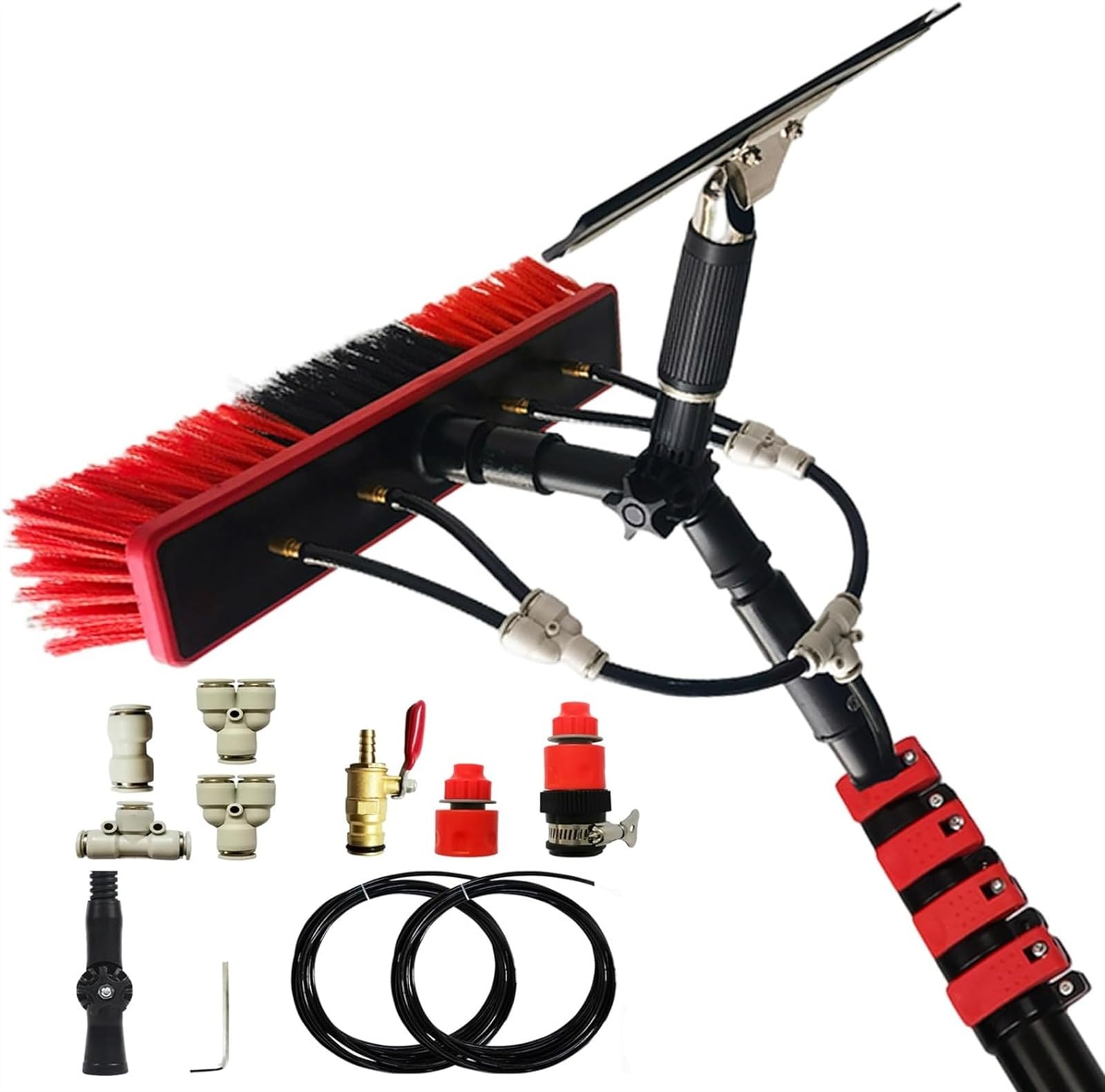 GTHTUHFD Telescopic Window Cleaning Kit - 3.6-11M Water Fed Pole Solar Panel & Truck Cleaning Brush Perfect For Glass & Windows - 30Ft/9M Extension For Versatile Use,18ft/5.4m