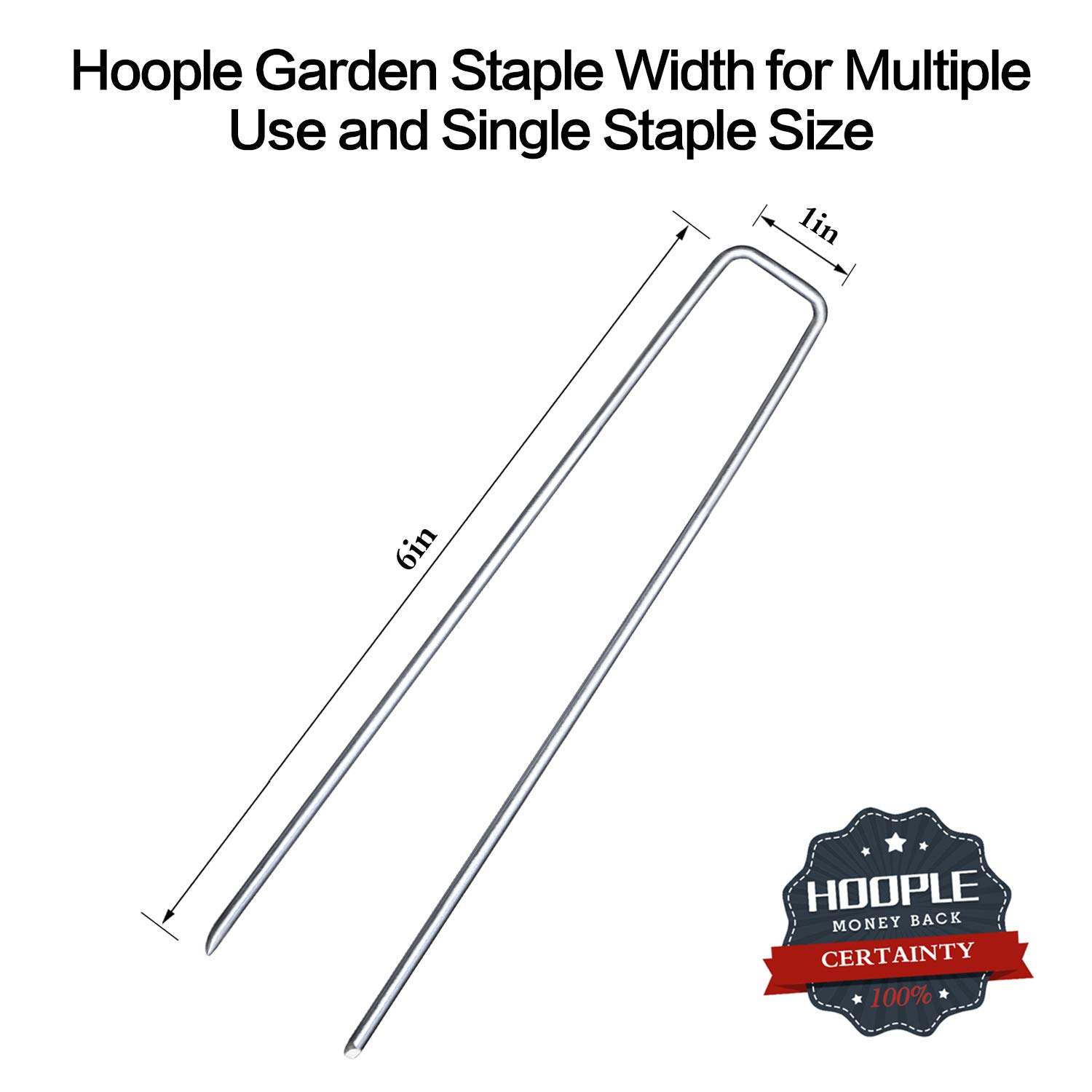 HOOPLE 6 11 Gauge Galvanized Landscape Staples, Heavy Duty UShaped Securing