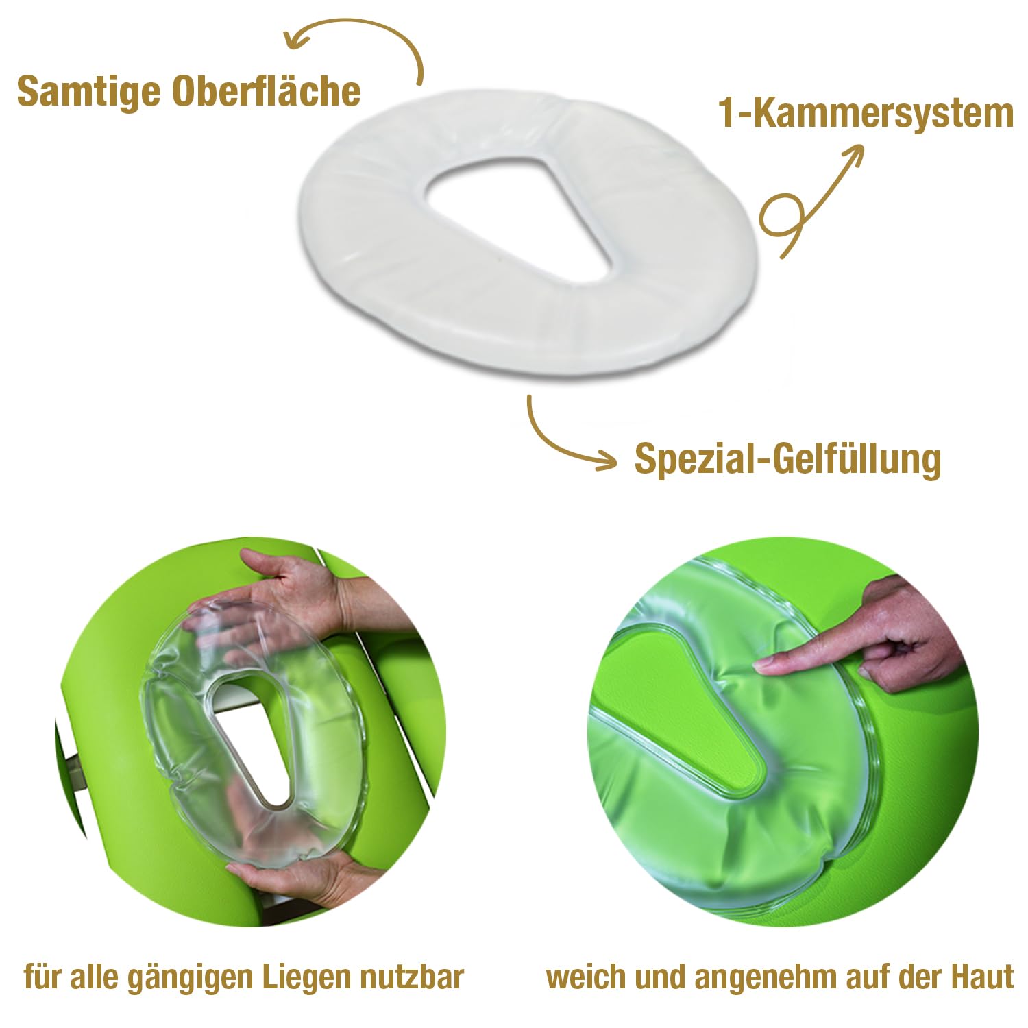 care & harmony Gesicht-Gelkissen für die Kopfstütze oder Nasenschlitze der Massageliege und Therapieliege, waschbar und pflegeleicht, 1 Stück