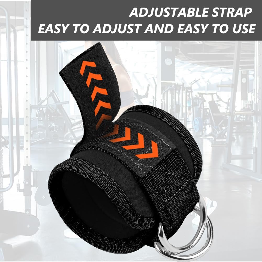Flintronic Cavigliere Cavi Palestra, 1Paio Neoprene Cinghie per Caviglia, Cavigliere Puleggie con Doppio D Anello, Palestra Cavigliera Regolabile, Allenamento Glutei Esercizi Gambe, Accessori Palestra