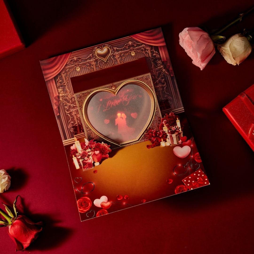 Romantische 3D-Pop-Up-Karte mit Musik & Lichtern, luxuriöses Liebesandenken zum Jahrestag, Valentinstag oder besondere Momente, Geschenk für Frau oder Freundin