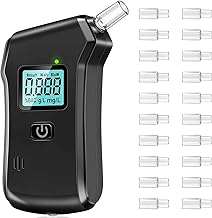 Alkoholtester, Polizeigenau Alkoholmessgeräte mit 20 Mundstücken, Alkoholmessgerät für Den Einsatz zu Hause Oder Auf Partys
