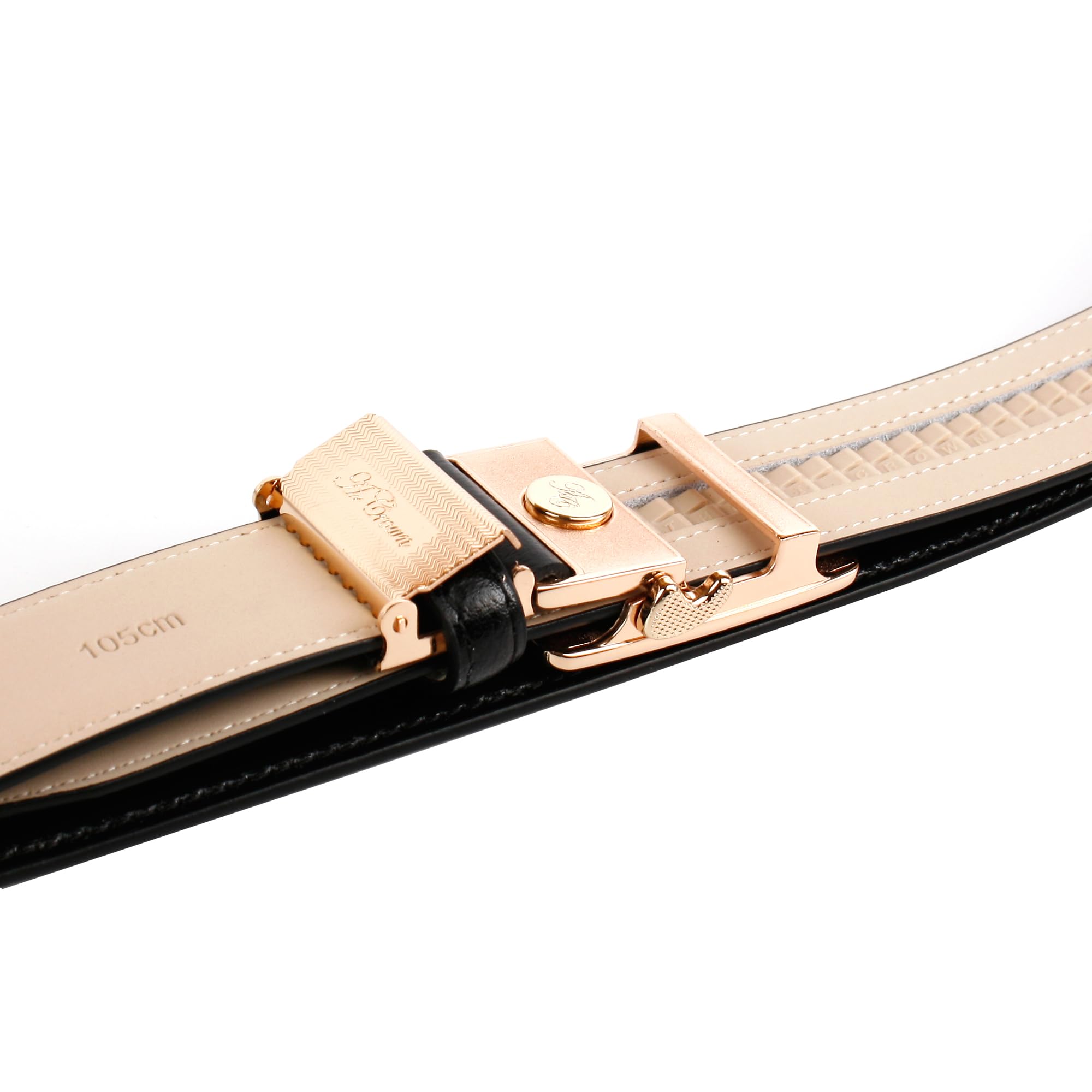 Anthoni Crown Herren Ledergürtel Cognac mit Automatikschließe in Gold Modell 47114