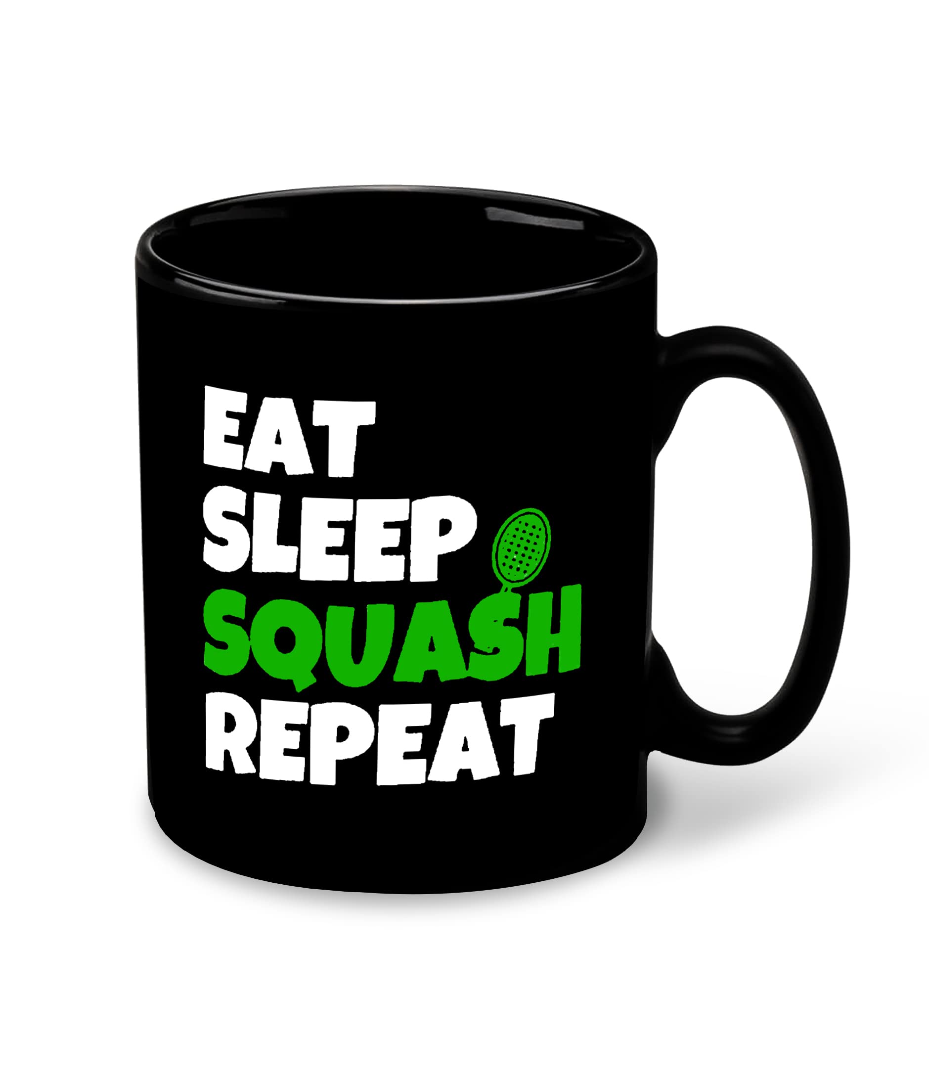 VIGAT Squash Inspiration Printed Premium Black Patch Inner Colour Ceramic Coffee Mug and Tea Mug- (Squash, Sports, Game) Design 2