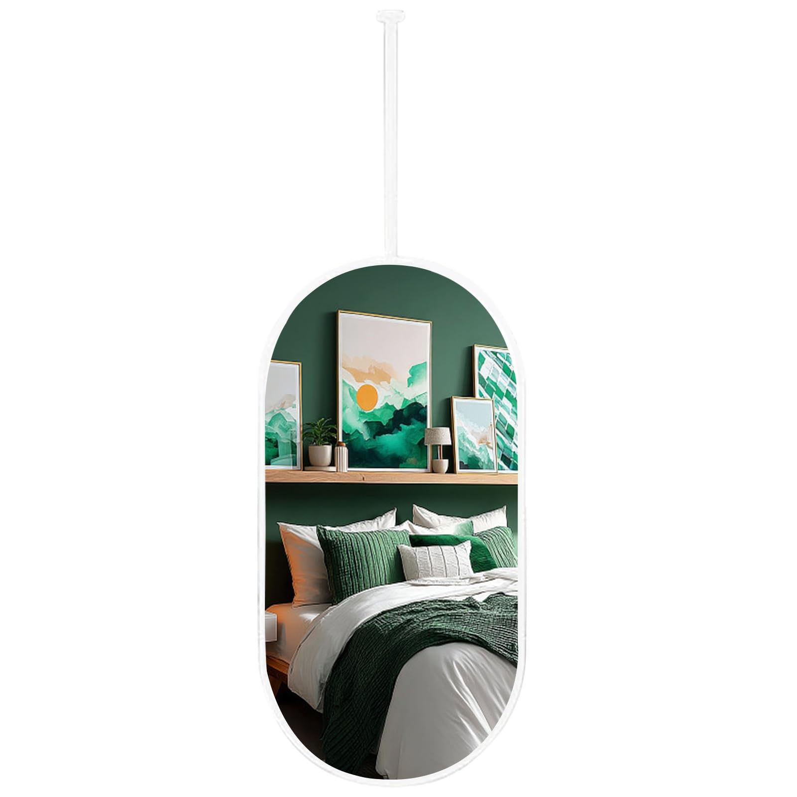 FGXHHS White Oval s for Ceiling, Modern Floating Mirror Vanity Mirrors, Home Decor Glass HD - Customisable Hanging Rod(50cmx100cm)