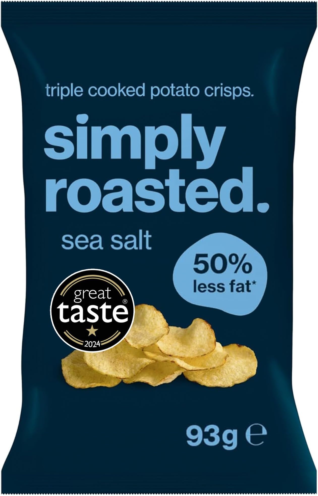 Sea Salt Crisps | 12 x 93g | Multipack Crisps | Triple Cooked Potato Crisps | 50% Less Fat | Gluten & Allergen Free