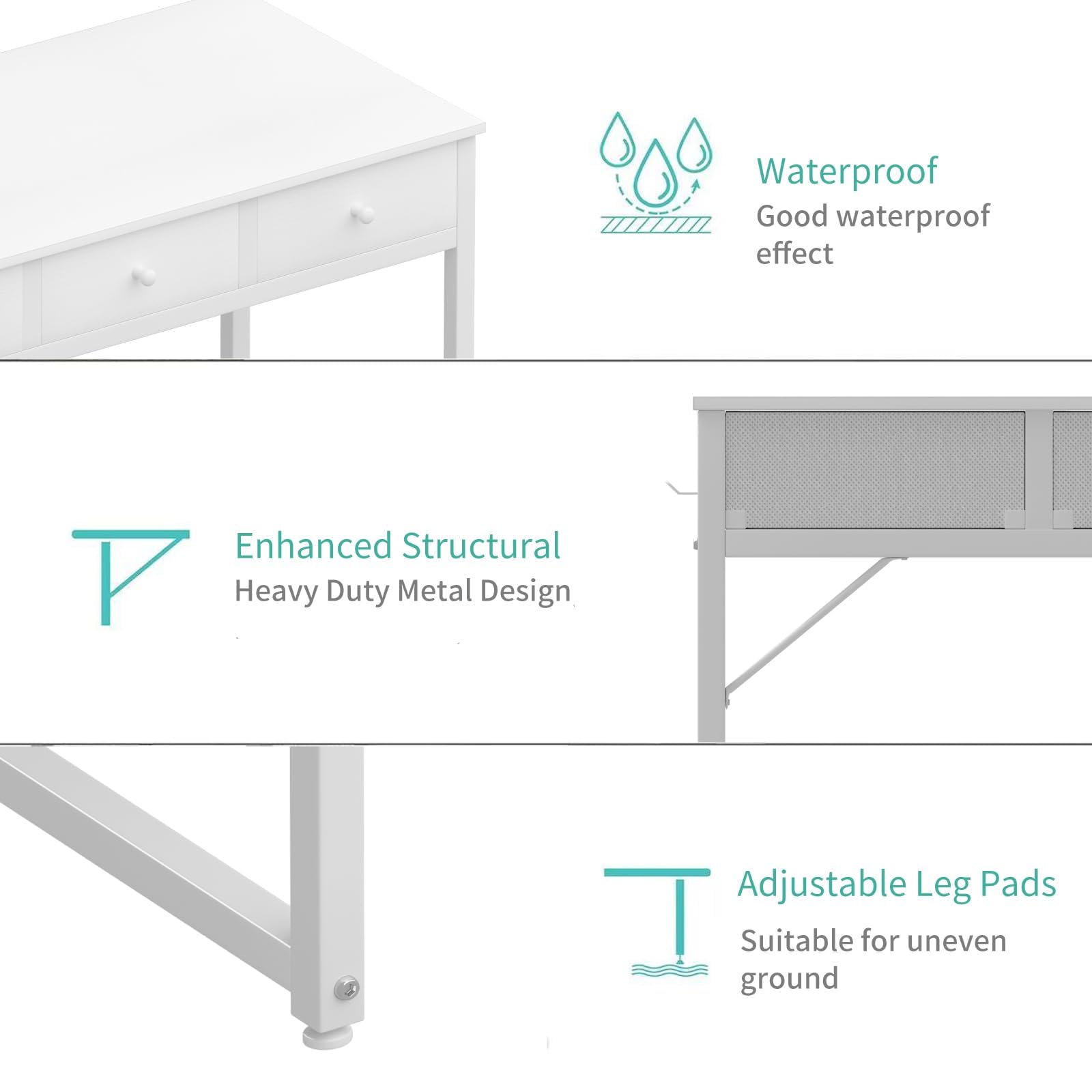 Lufeiya Mesa Escritorio con cajones Escritorio Blanco para Oficina Escritorio Pequeño Ordenador casa de Mesa de Estudio para Espacios 100X48cm Blanco