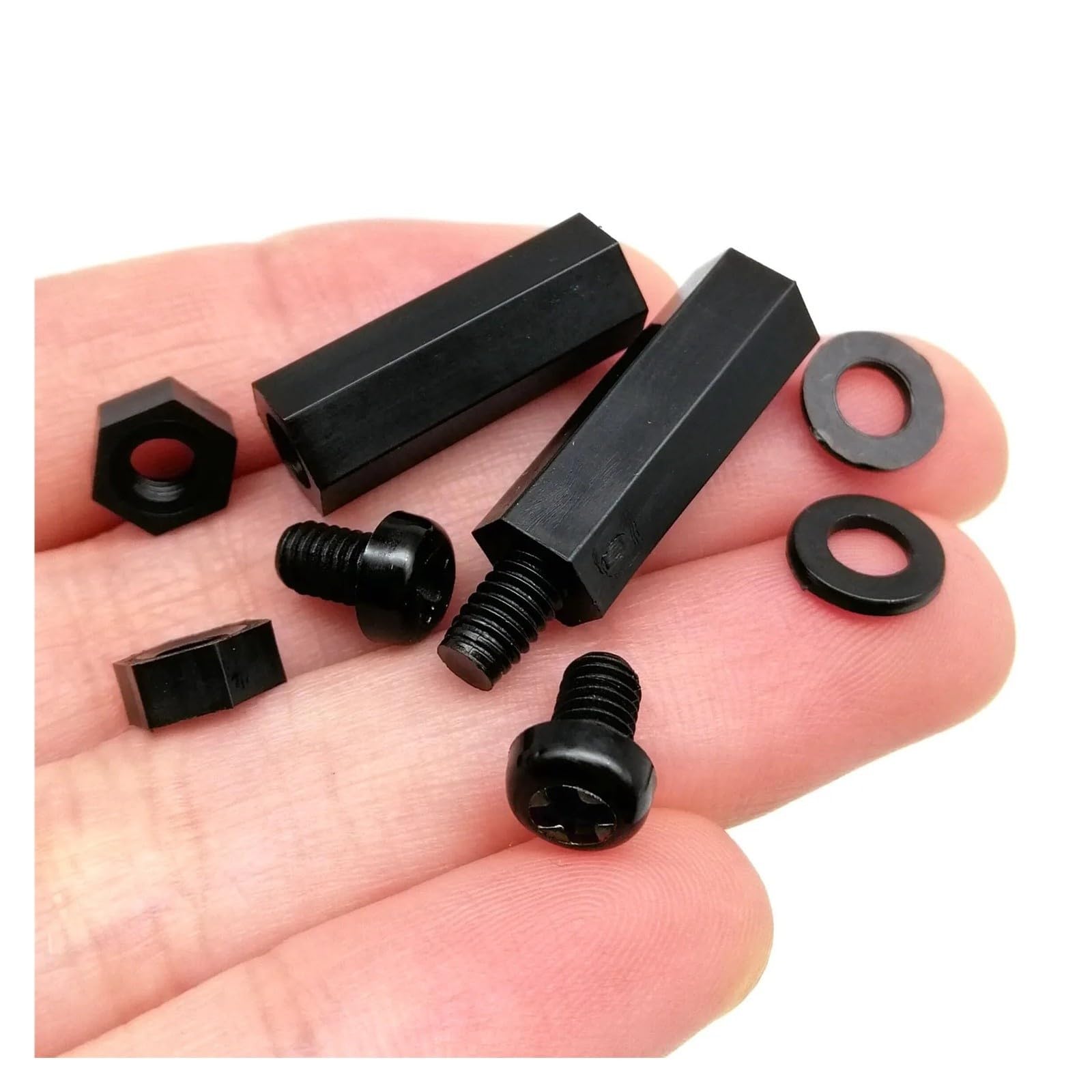 445/1300 Stück M2,5 M3 M4 schwarzer Kunststoff-Nylon-isolierter