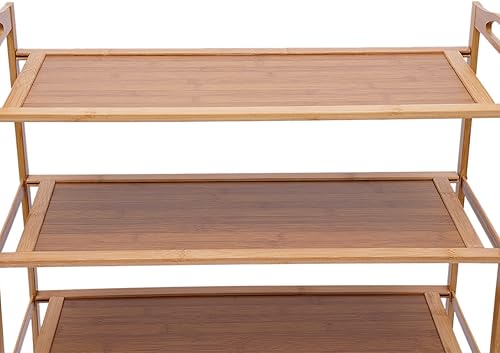 Miniatura 6 de MONIPA Organizador de zapatos de bambú para entrada 4 niveles de autoservicio para pasillo armario sala de estar