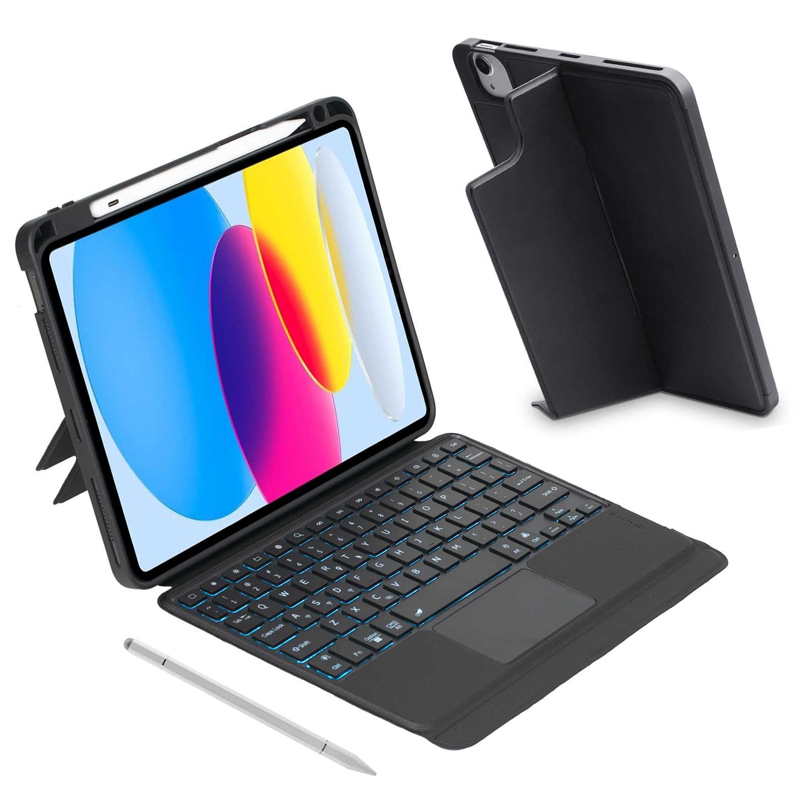 iXTRA Detachable Keyboard Case for iPad 10th Gen 10.9", for iPad 11th Gen 11" A16 2025, Wireless Bluetooth Keyboard Case with Trackpad Backlit, Adjustable Stand, Pencil Holder, Auto Sleep/Wake