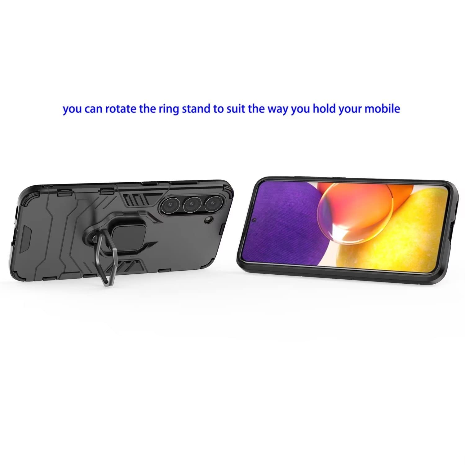 Btstring Cover per HONOR 90 Lite con Pellicola Protettiva, Grado Militare Custodia con Cavalletto in Metallo Rotante a 360°, Hard PC Back Cover e TPU Bumper Antiurto Case- blu