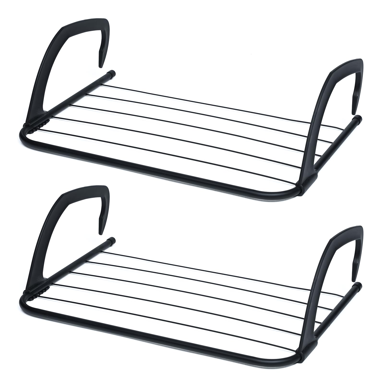 Flatro Black Radiator Airer 5 Bar - Radiator Clothes Drying Rack - Over Radiator Clothes Airer Indoor - Space Saving Towel Hanging Rail - Radiator Hangers For Drying Clothes (, Pack Of 2)