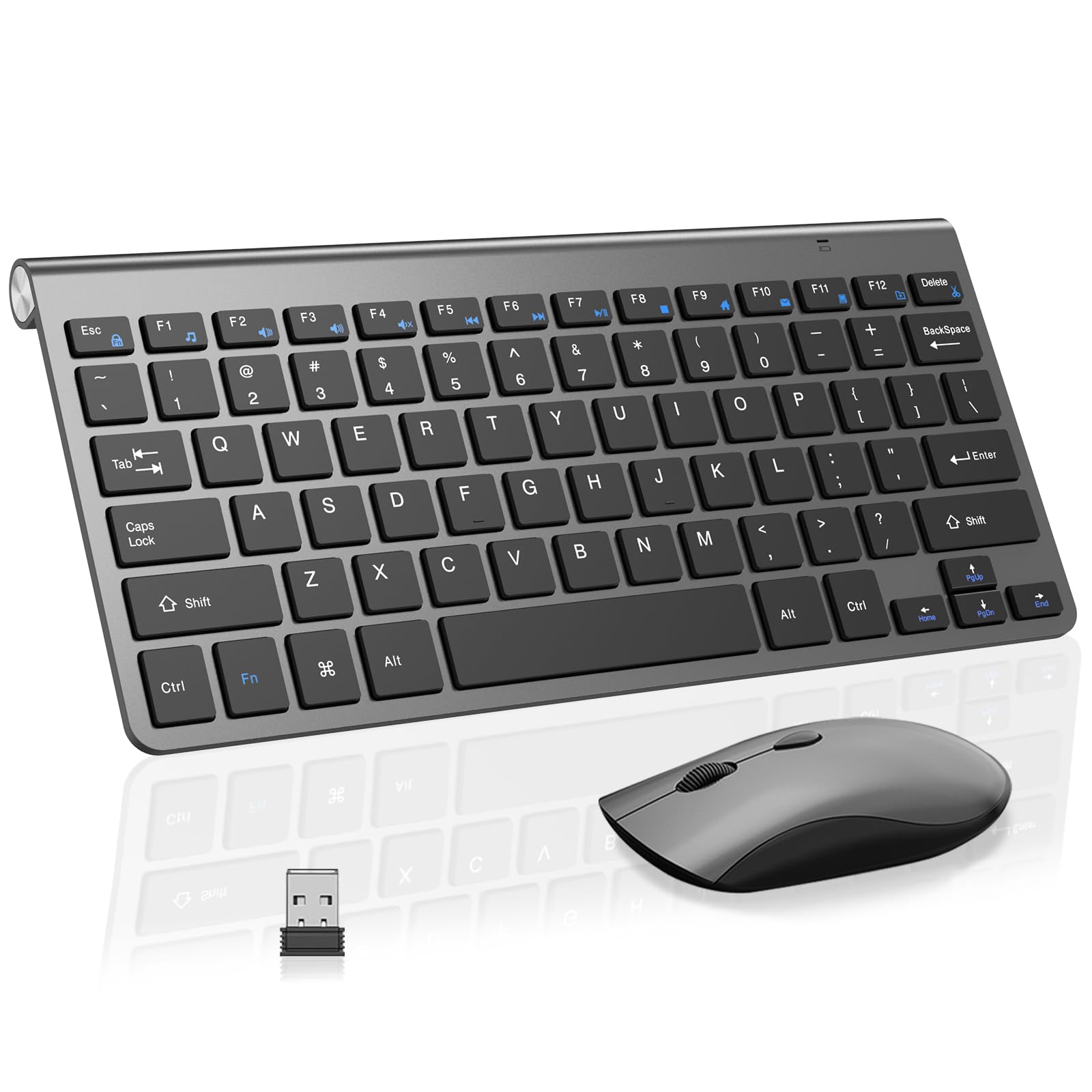 2.4G Wireless Keyboard and Mouse Compact Keyboard Mini Portable Silent Mouse, Suitable for Laptops Mac PC Travel Keyboard and Mouse