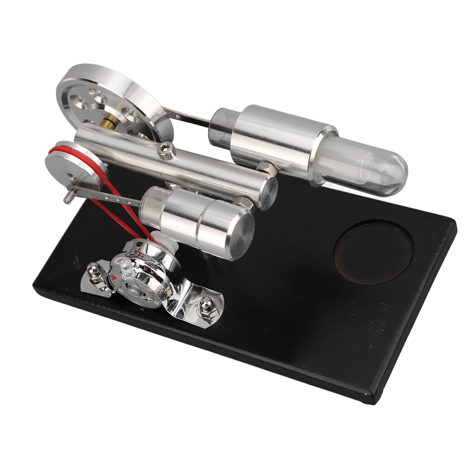Stirlingmotor-Modellbausatz, Lernspielzeug mit Bunter LED für Wissenschaftliche Projekte, und Erwachsene, Grundplatte aus Schwarzem Kiefernholz