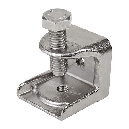 Beam Clamp, 3/8 In, Brite, 1-1/2 In, SS
