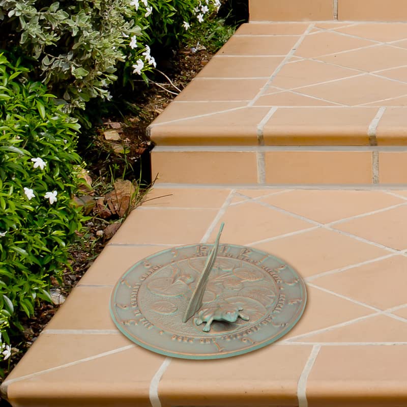 Whitehall Products Frog Sundial, Copper Verdi