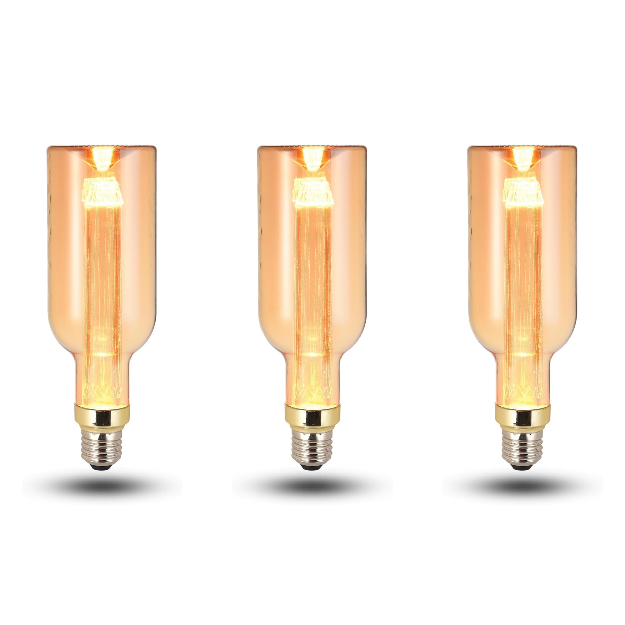 DC VOLTAGE 3 Pack Vintage Tubular E27 Edison Screw Light Bulb Non Dimmable Decorative Bulbs Amber Glass Warm White, Retro E27 Screw Bulb (Style 5)