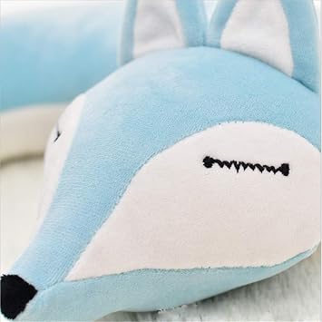 Kids Neck Pillow for Airplanes Travel Pillows Animal Fox Cartoon Pillow for Adult (Blue)